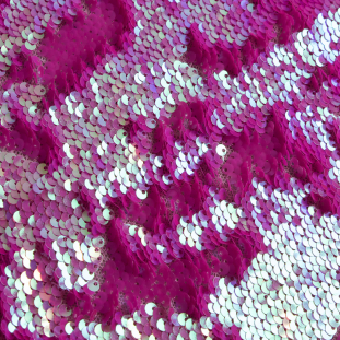 Hot Pink Iridescent Paillette Sequins on a Stretch Netting