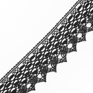Black Crochet Lace Trimming - 2.75