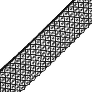 Black Corded Crochet Trim - 3.5
