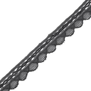 Dark Gray Crochet Chenille Trim - 1.5