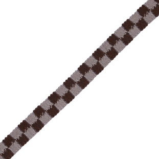 Brown and Beige 2 Row Checkered Crochet Trim - 1