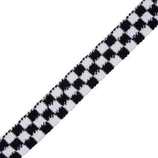 Black and White 3 Row Checkered Crochet Trim - 1