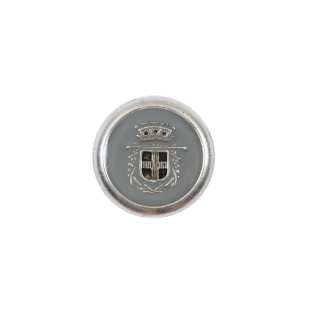 Italian Gray and Silver Crest Metal Button - 24L/15mm