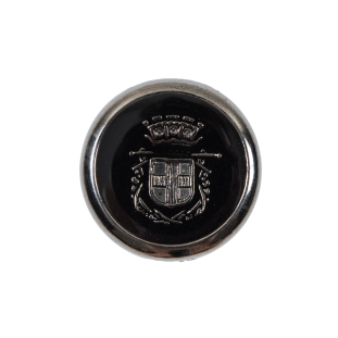 Italian Black and Silver Crest Metal Button - 36L/23mm