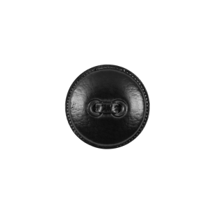 Italian Black Faux Leather Plastic Button - 24L/15mm