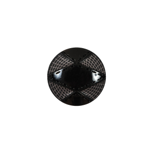 Italian Black and Gray Novelty Plastic Button - 24L/15mm