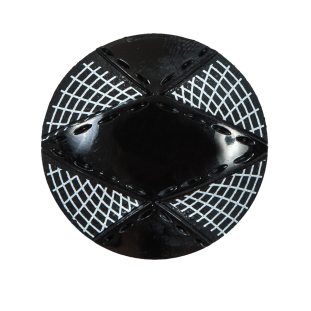 Italian Black and White Novelty Plastic Button - 44L/28mm