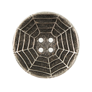 Italian Silver Spider Web Metal Button - 44L/28mm