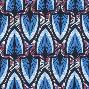 Regatta Blue and Deco Rose Stretch Cotton Poplin Print