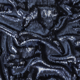 Nyla Two-Tone Slipstream Paillette Sequins on Navy Rayon Stretch Jersey Backing