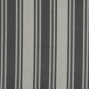 Charcoal Striped Polyester and Cotton Woven