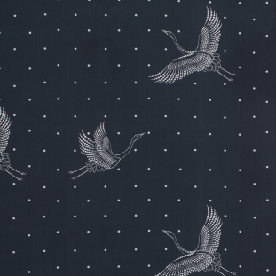European Black and White Constellation Cranes Cotton Poplin