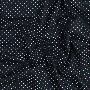 Black, Red and White Polka Dotted Cotton Poplin
