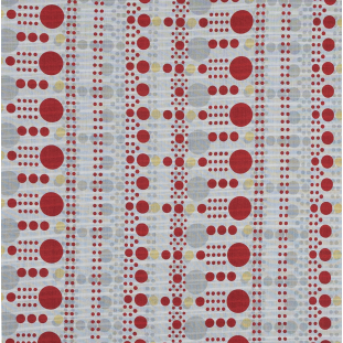 Red and White Geometric Gauzy Cotton Woven