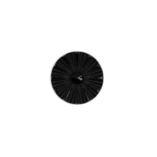 Italian Black Floral Nylon Button - 20L/12mm