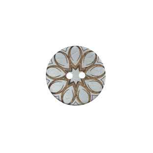 Italian Metallic Silver Floral Coconut Button - 24L/15mm