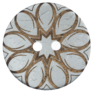Italian Metallic Silver Floral Coconut Button - 64L/40.5mm