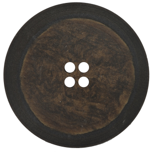 Italian Black and Brown 4-Hole Plastic Button - 70L/44.5mm