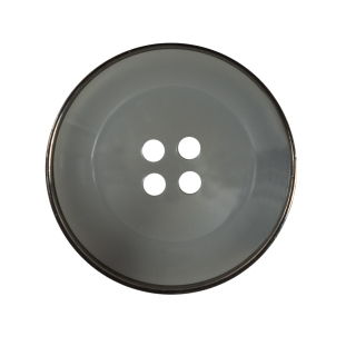 Italian Gray Metal Rimmed Plastic Button - 44L/28mm