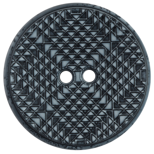 Italian Black and Gray Geometric 2-Hole Button - 70L/44.5mm