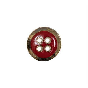 Italian Red and Gold Metal Coat Button - 24L/15mm