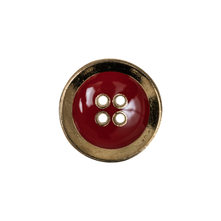 Italian Red and Gold Metal Coat Button - 32L/20mm