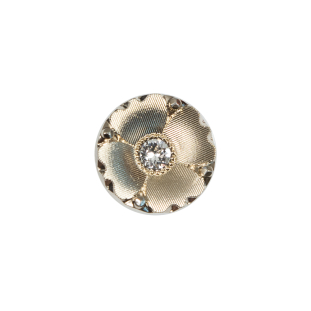 Italian Gold Floral Button with Rhinestone Core - 24L/15mm
