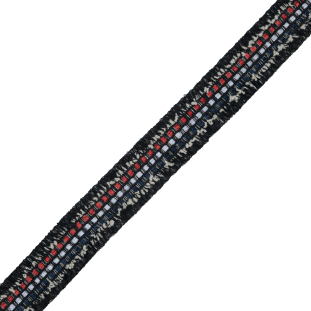 Italian Black, Red and Blue Woven Trim - 1.125"