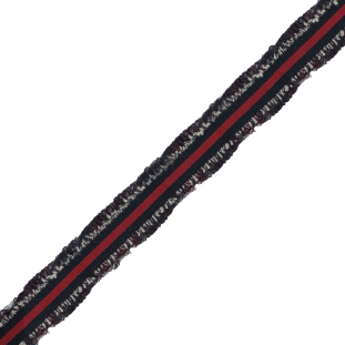 Italian Navy, Red and White Woven Trim - 1"
