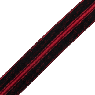 Italian Red and Black Elastic with Cord - 2"