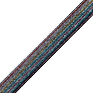 Italian Metallic Multicolor Barcode Stripes Elastic Trim - 1.375