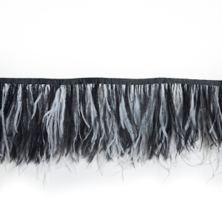 Black and White 1 Ply Ostrich Feather Fringe - 6"