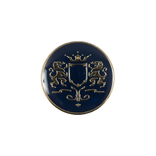Italian Navy and Gold Metal Crest Shank Back Button - 32L/20mm