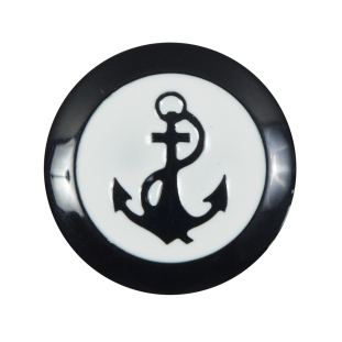 Italian White and Navy Anchor Shank Back Button - 44L/28mm