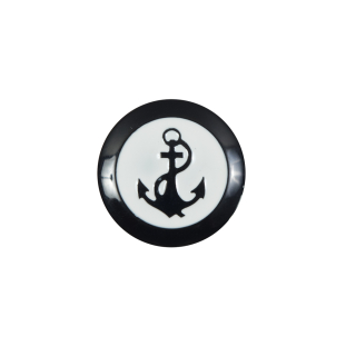 Italian White and Navy Anchor Shank Back Button - 28L/18mm