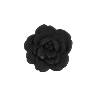 Italian Black Flower Shank Back Button - 36L/23mm
