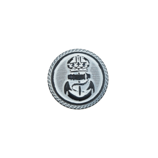 Italian White and Navy Anchor Shank Back Button - 24L/15mm
