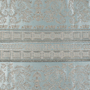Pale Blue and Gold Luxury Classical Metallic Brocade