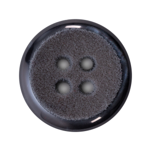 Italian Dark Charcoal 4-Hole Velvet-Faced Plastic Button - 44L/28mm