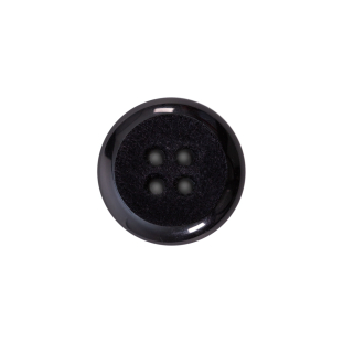 Italian Black 4-Hole Velvet-Faced Plastic Button - 28L/18mm