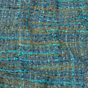Newcastle Blue, Mustard and Arctic Viscose and Acrylic Chenille Tweed
