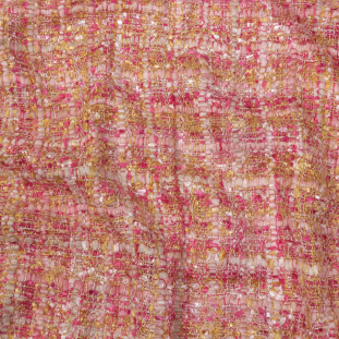 Newcastle Pink, Magenta and Yellow Viscose and Acrylic Chenille Tweed