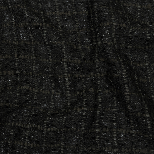 Newcastle Charcoal, Black Bean and Metallic Silver Viscose and Acrylic Chenille Tweed