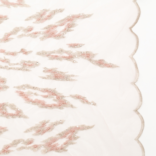 Fancy Etherea Abstract Beaded and Embroidered Tulle with Scalloped Edges