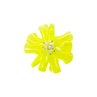 Italian Neon Yellow 3D Flower Applique - 2.875"