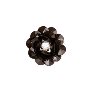 Italian Black 3D Flower Applique - 1.25"