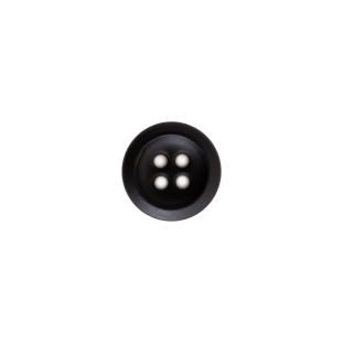 Italian Black Plastic 4-Hole Button - 18L/11.5mm
