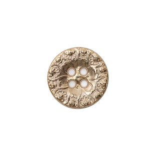 Italian Gold Ornate Metal Zamac Button - 24L/15MM
