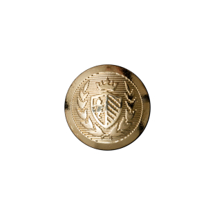 Italian Gold Crest Metal Shank Button - 24L/15mm