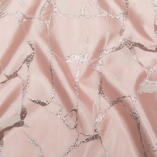 Metallic Dynasty Pink, Misty Rose and Shell Satin-Faced Abstract Luxury Brocade